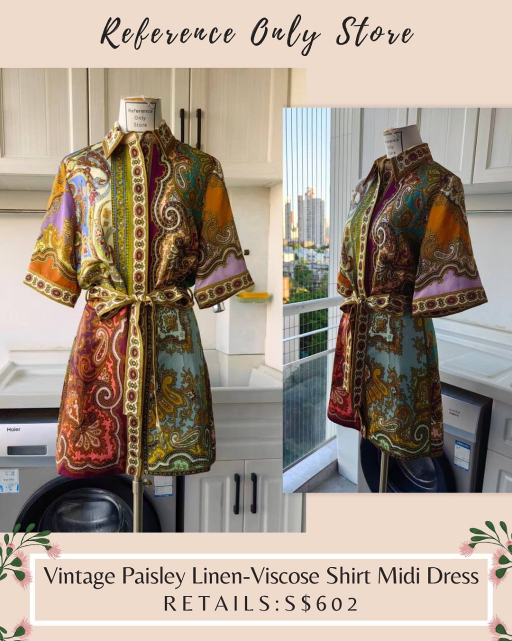 AM Vintage Paisley mini linen viscose dress