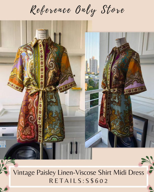 AM Vintage Paisley mini linen viscose dress