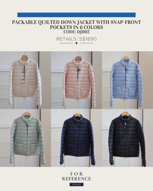 Packable Quilted Down Jacket with snap front pockets in 6 colors | DJ002