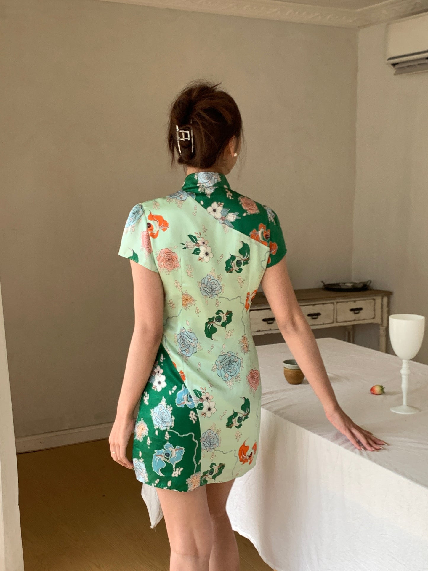 Jade Mini Silk Qipao Dress