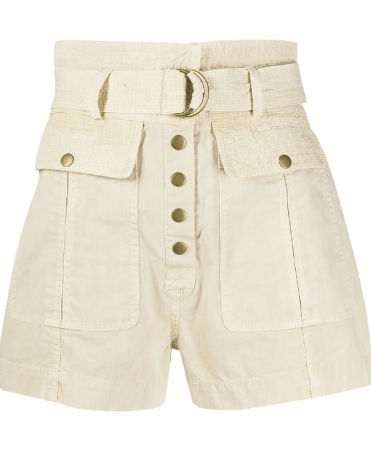 Readystock! UJ Clive Belted Cotton Shorts in sand US2
