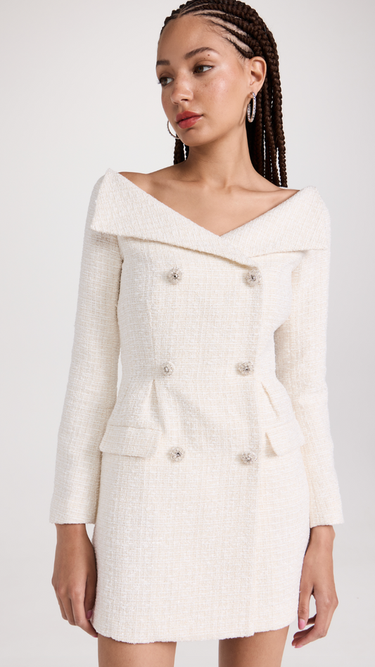 SP Cream boucle metallic mini dress