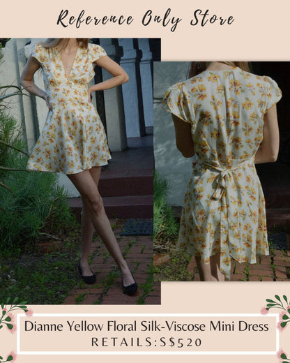 DN Dianne Yellow floral silk viscose mini dress