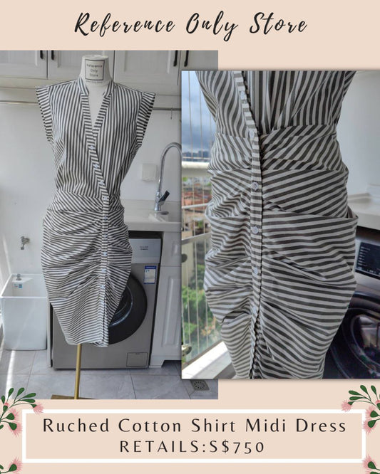 VB Ruched Cotton Shirt Midi Dress
