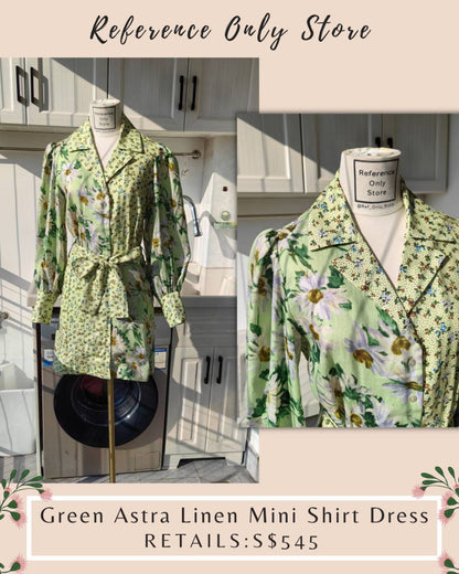 AM Green Astra Linen Mini Dress