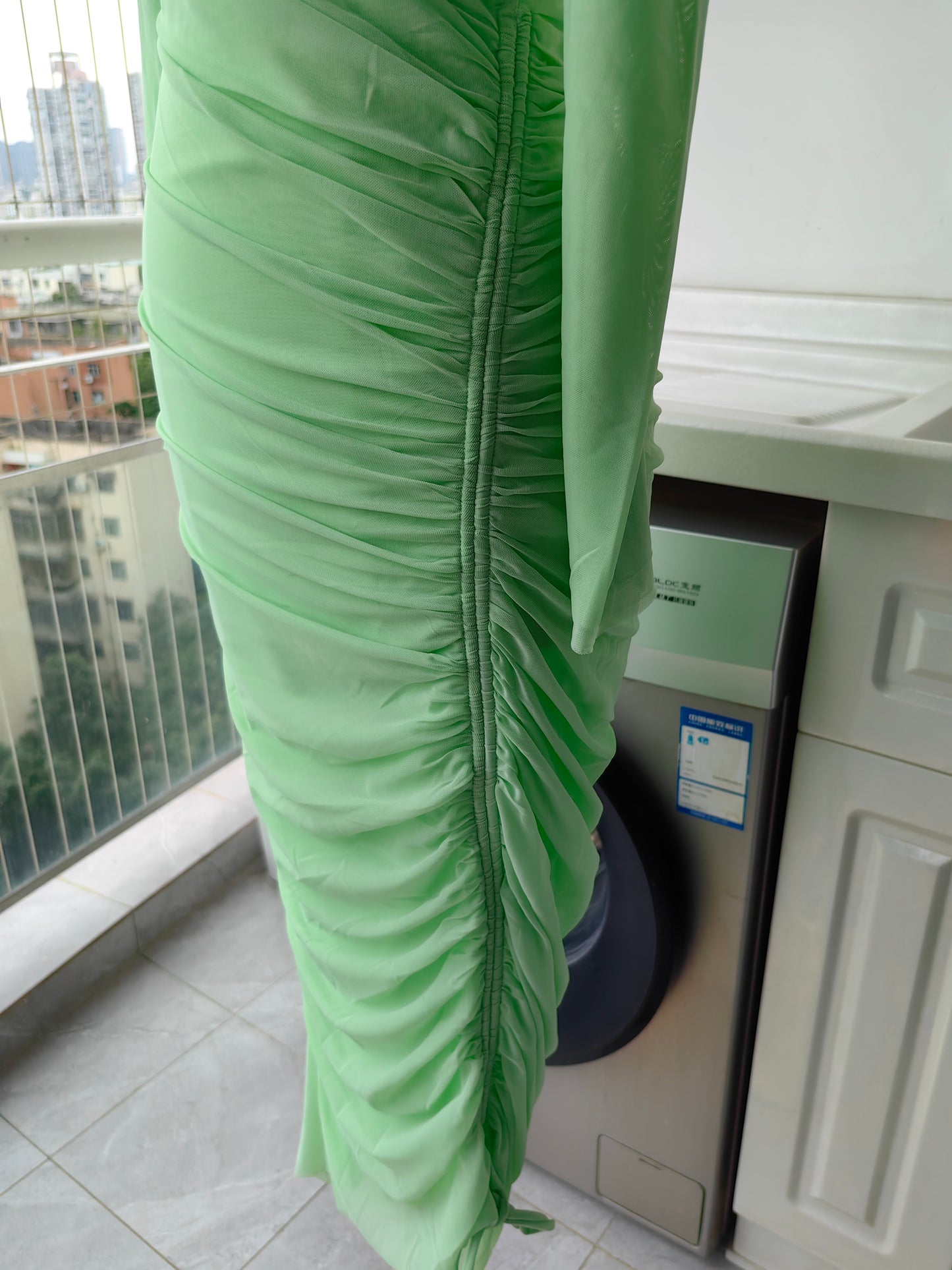 SP green ruched midi dress