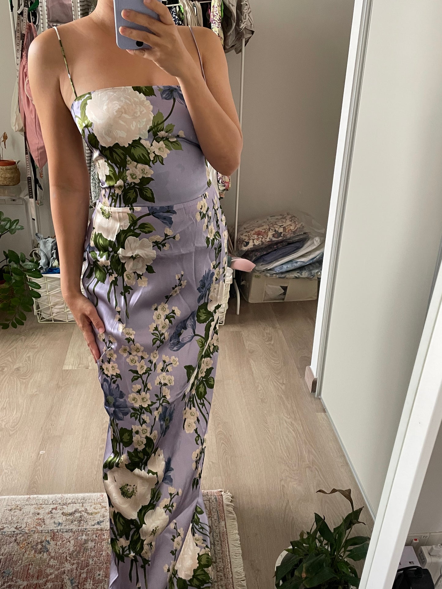 Frankie Lilac Floral Silk Maxi Dress