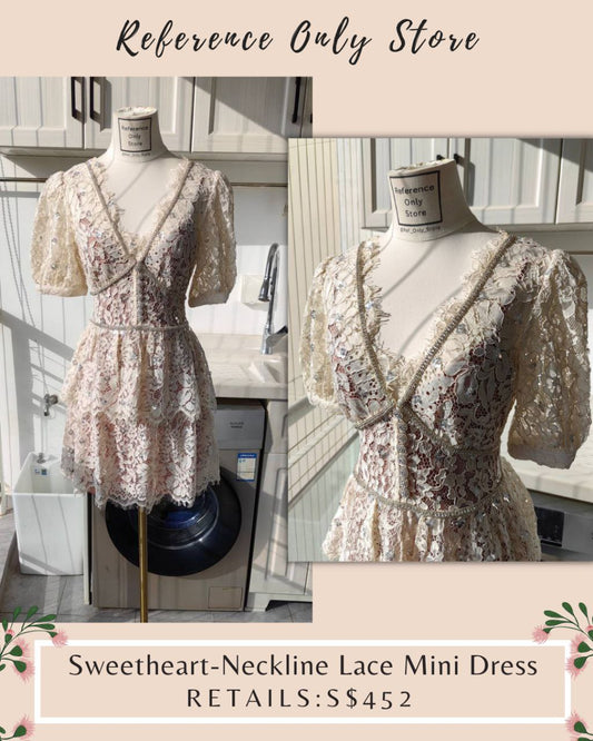 Sp Sweetheart Neckline Lace mini ivory dress