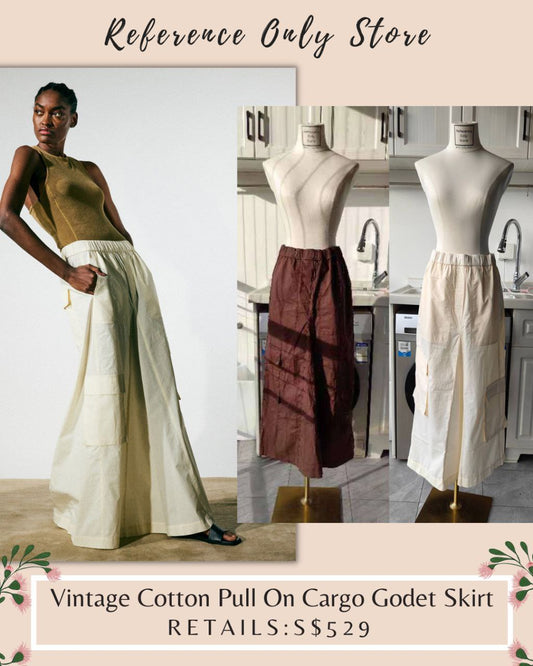 TB Vintage Cotton Pull up Godet Cargo Skirt
