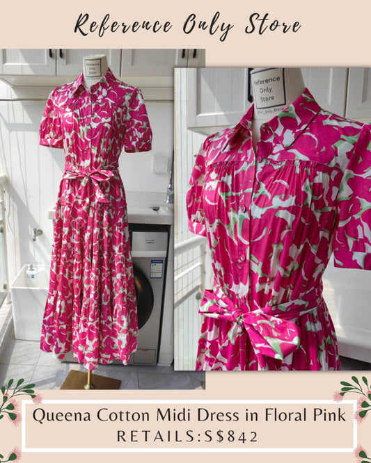 DVF Queena Cotton Midi Dress in Floral Pink