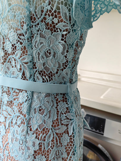 SP blue Cord Lace Midi Collar Dress