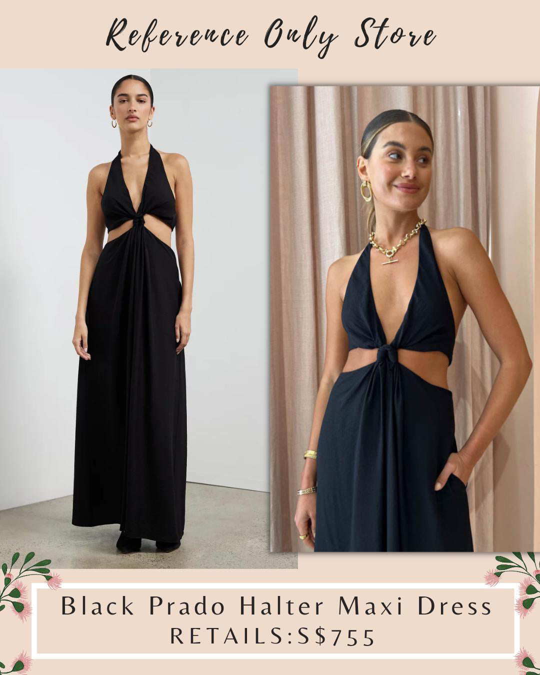 CM Black Prado Halter Midi Dress
