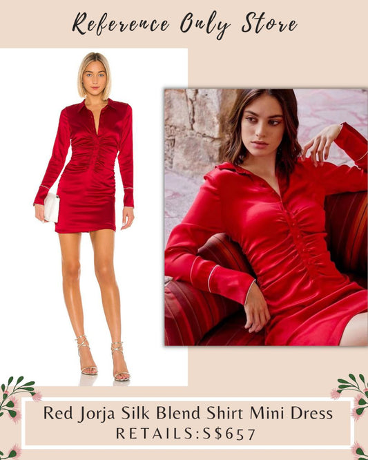 ALX Red Jorja Silk Blend Mini Shirt Dress