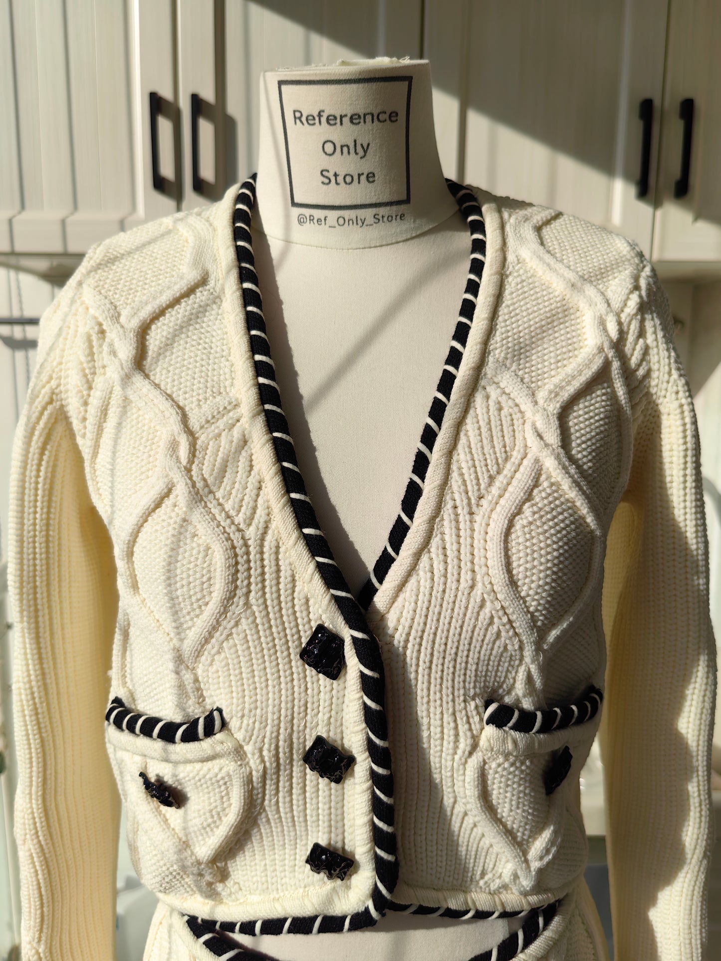 SP Cable Knit Ivory Cream Cardigan | Mini Skirt