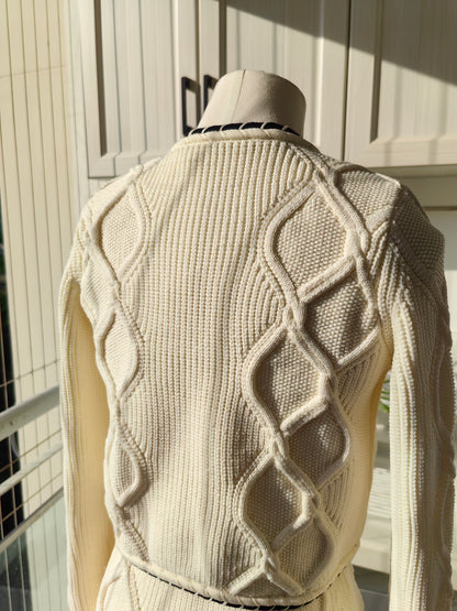 SP Cable Knit Ivory Cream Cardigan | Mini Skirt