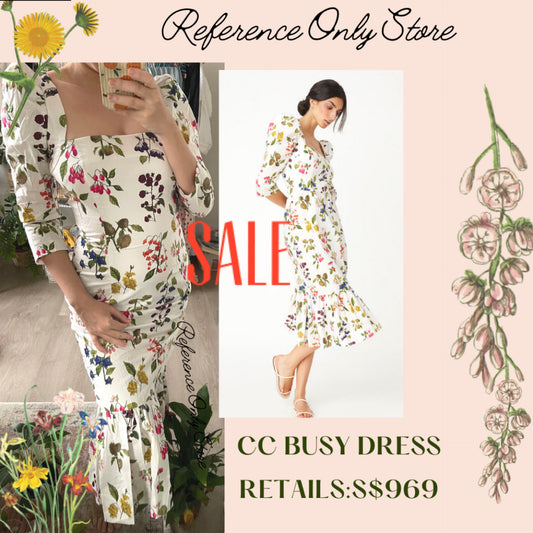 Readystock! Cc Busy Dress in Botanical White