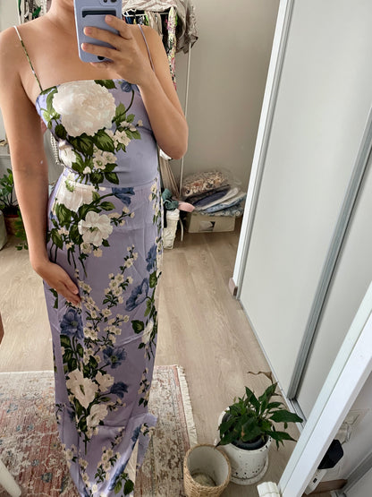 Frankie Lilac Floral Silk Maxi Dress