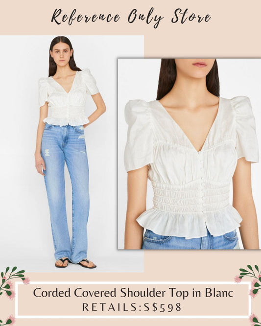 FR Corded Covered Shoulder Top in Blanc