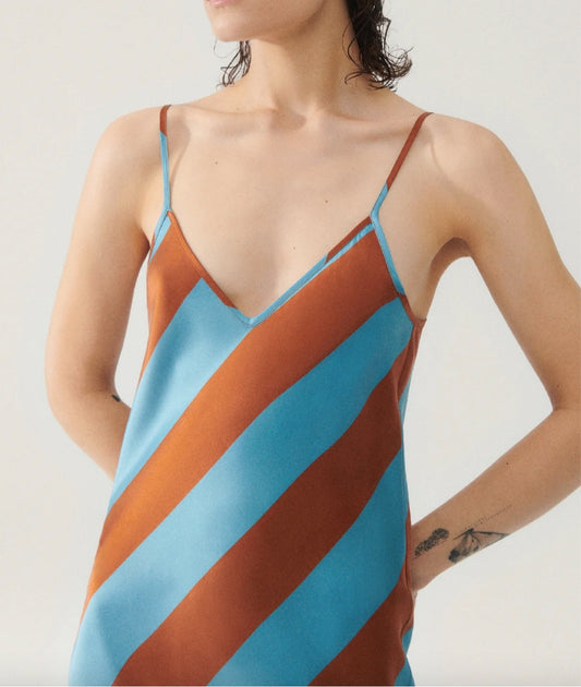 SL Lake Stripe 90s silk slip dress