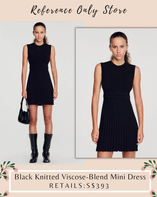 SD black Knitted Viscose blend dress