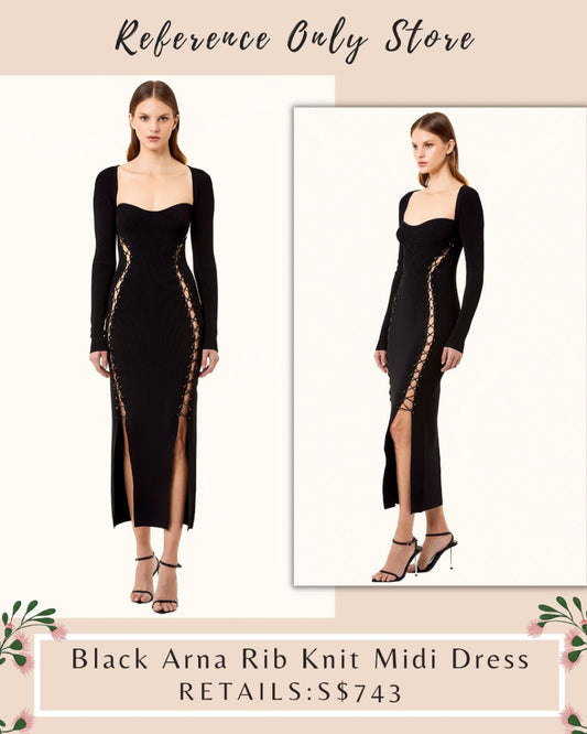 Nic Black Arna Knit Rib midi Dress