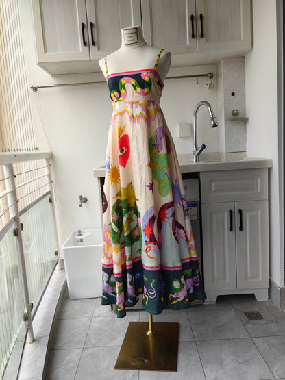 New Sizes! AM Seeker Printed Linen Maxi Sun Dress