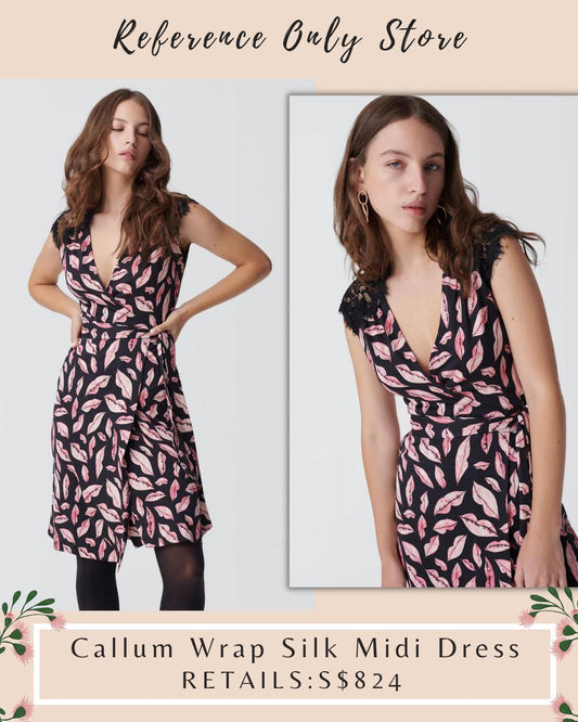 DVF Callum Kiss Silk Blend Wrap Midi Dress