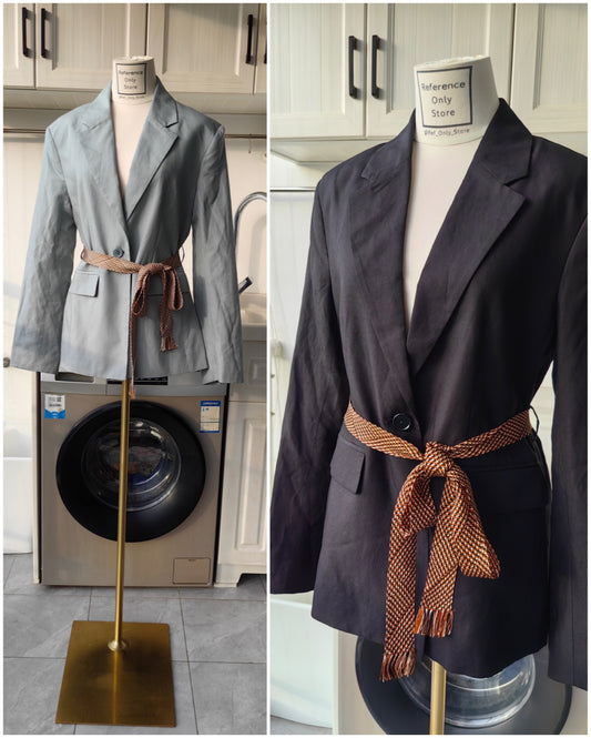 UJ Belted Blazer Jacket in cotton linen silk