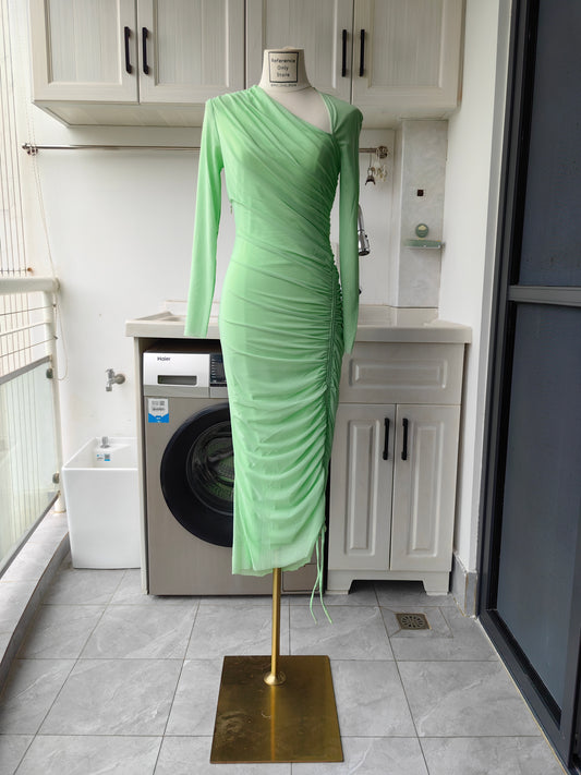 SP green ruched midi dress