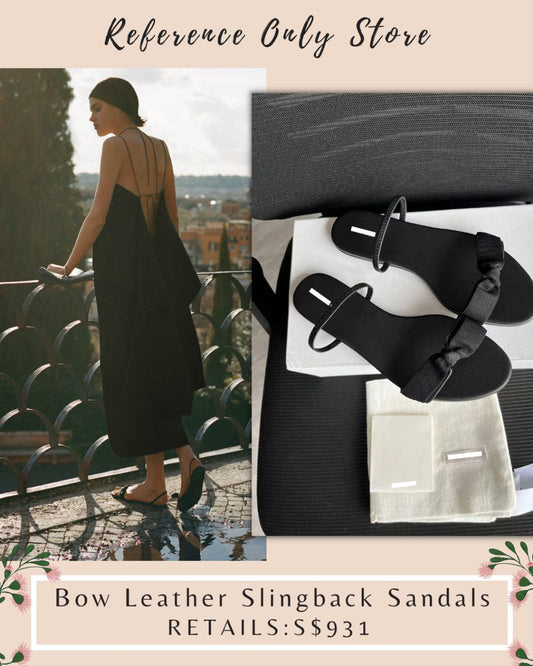 TR Bow Leather Slingback Sandal