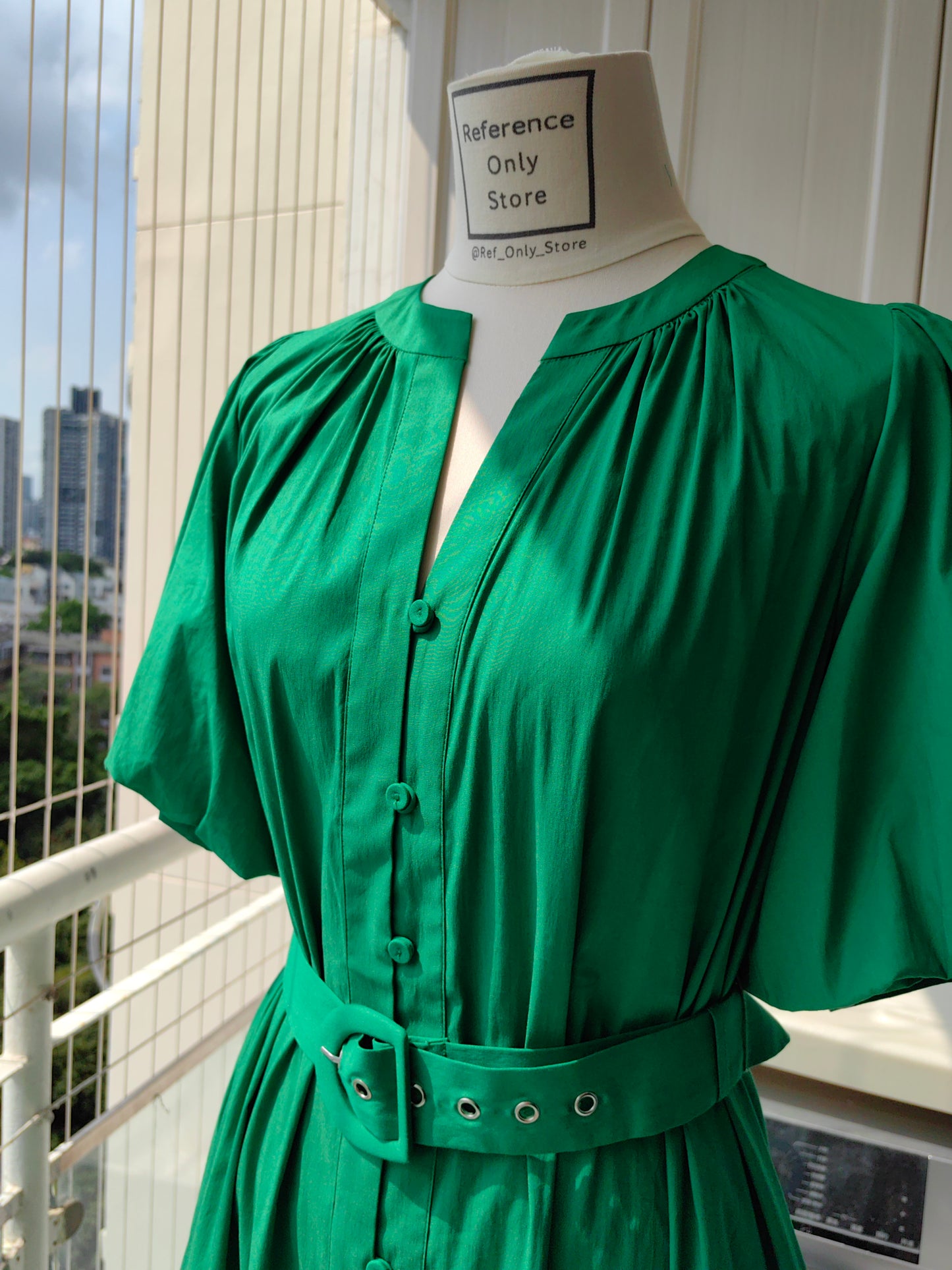 DVF Laena Cotton Blend Green Midi Dress