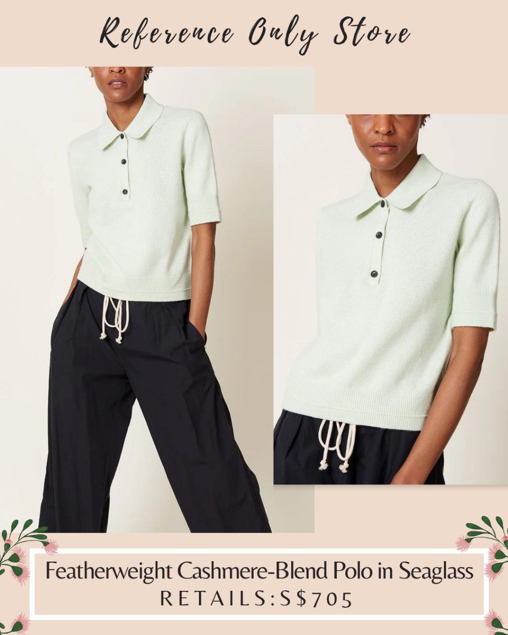 MM Featherweight cashmere and cotton blend polo in seagrass green