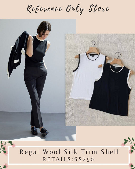 TH Regal Wool Silk trim shell top