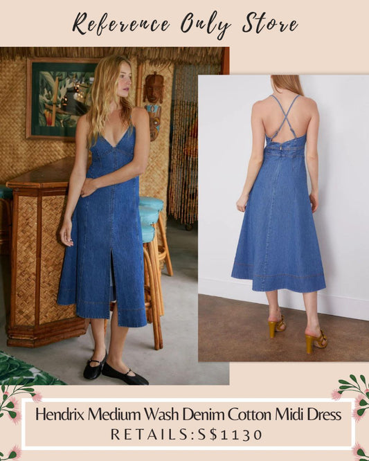 TT Hendrix Medium Wash Denim cotton midi dress