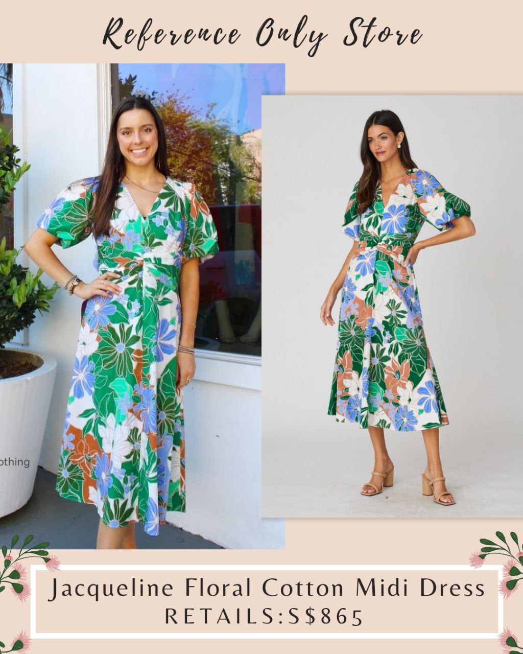 SSN Jacqueline Floral cotton midi dress