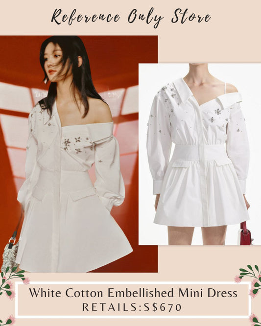 SP White cotton embellished mini dress