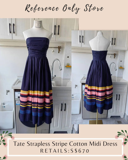 ALC Tate strapless stripe cotton midi dress