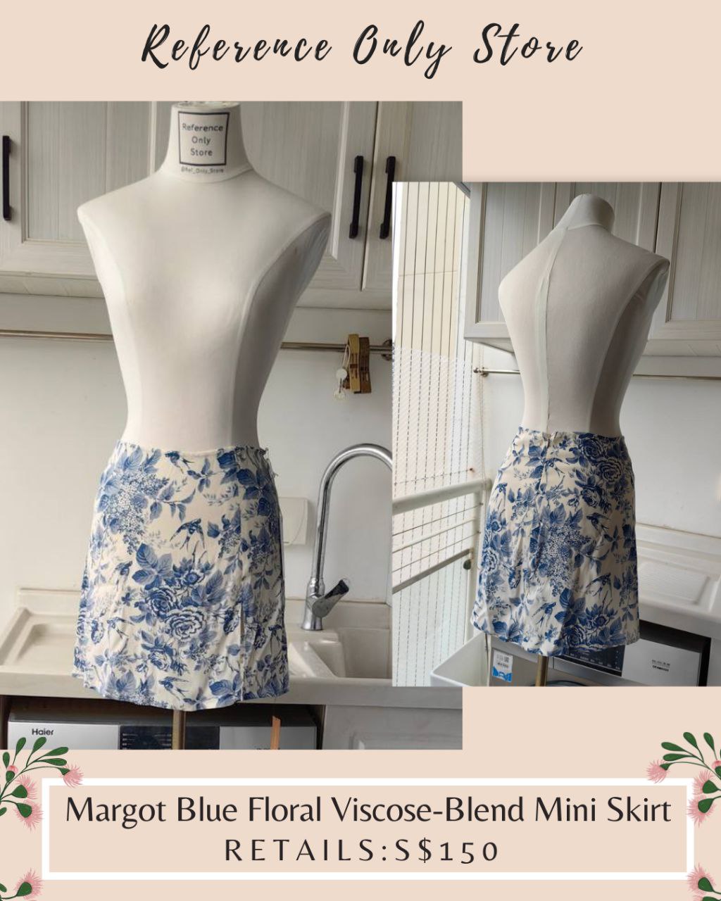 Ref Margot blue floral mini skirt