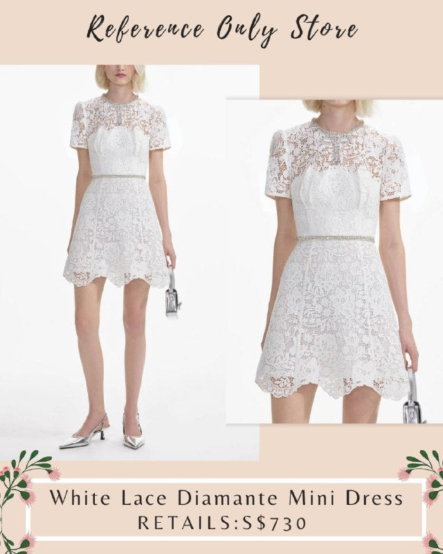 SP White Lace Diamante Mini Dress