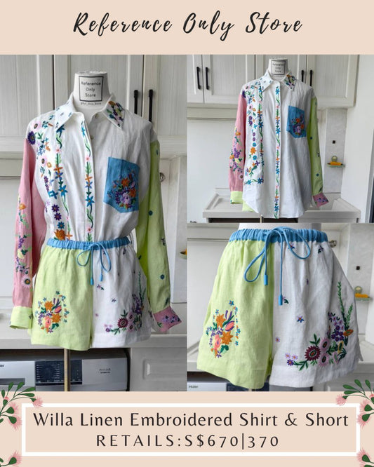 AM Willa Linen Embroidered Shirt + Shorts
