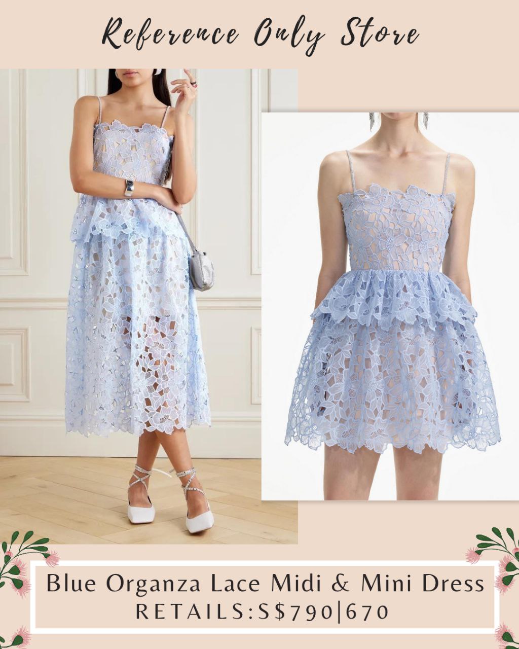 SP Blue Organza Lace Mini and Midi Dress