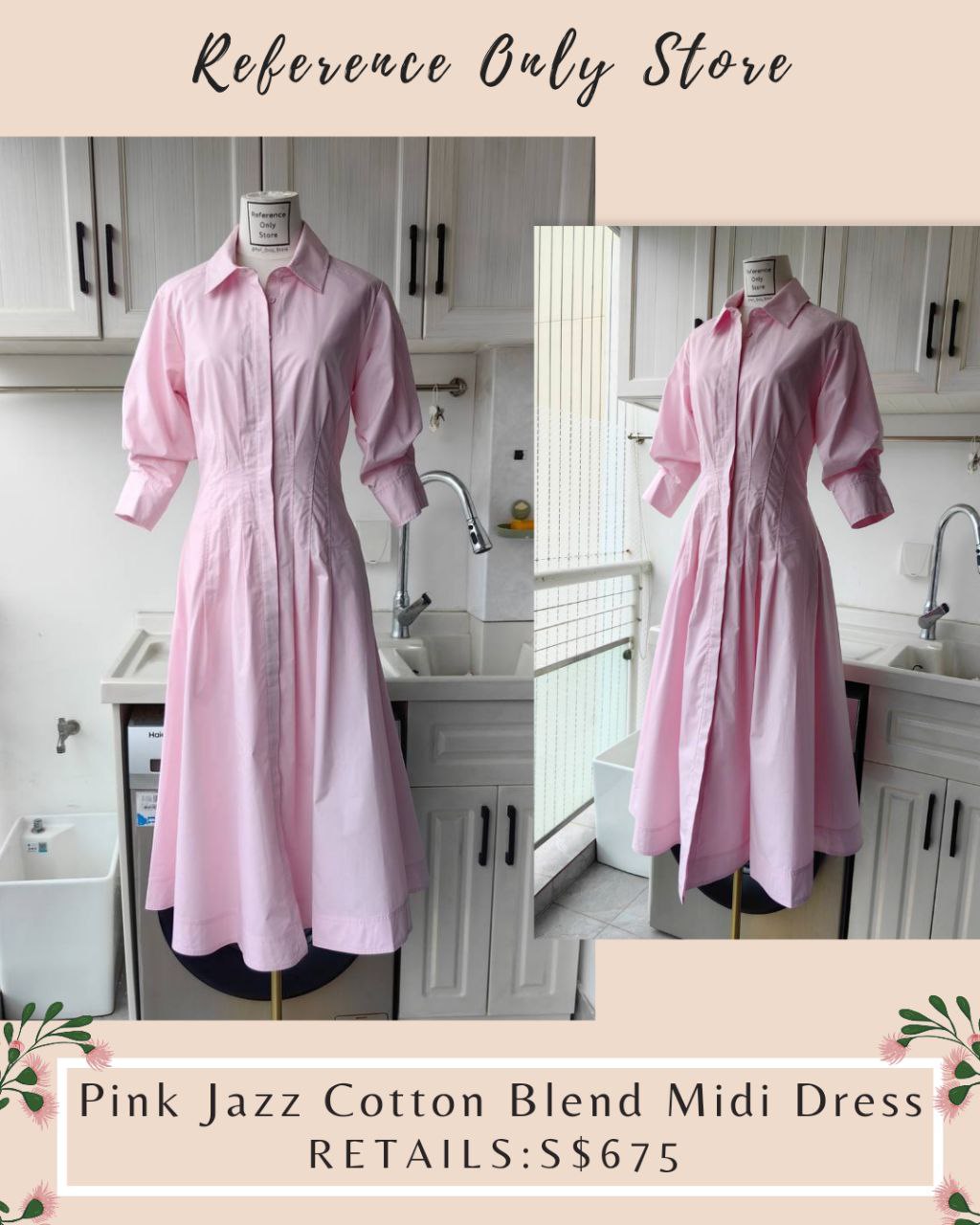 JS Jazz Midi Shirt Dress in Pink