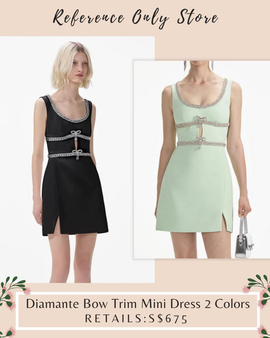 SP Diamante Bow Trim Mini Dress in 2 colors