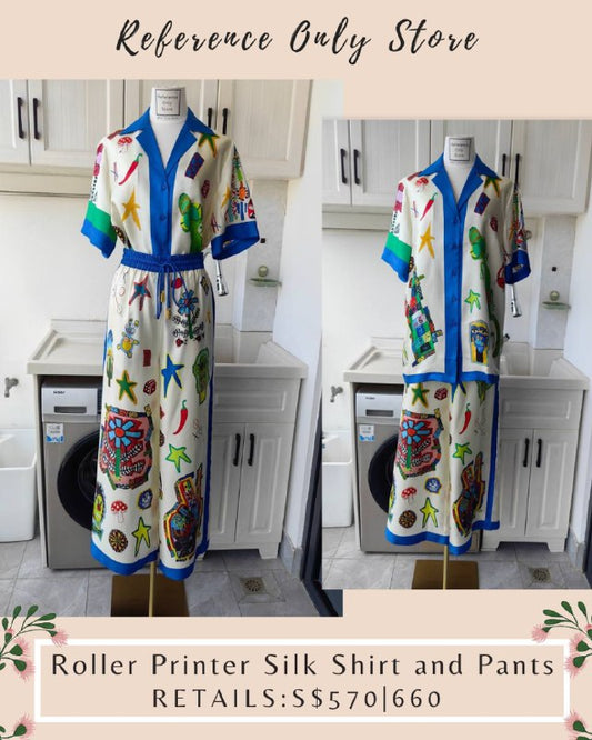 AM Roller Printer silk shirt and pants