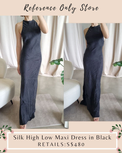 only 2 ! SL Silk High low maxi dress in black