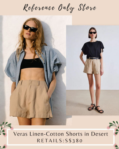 AA Veras Linen Cotton Shorts in desert brown