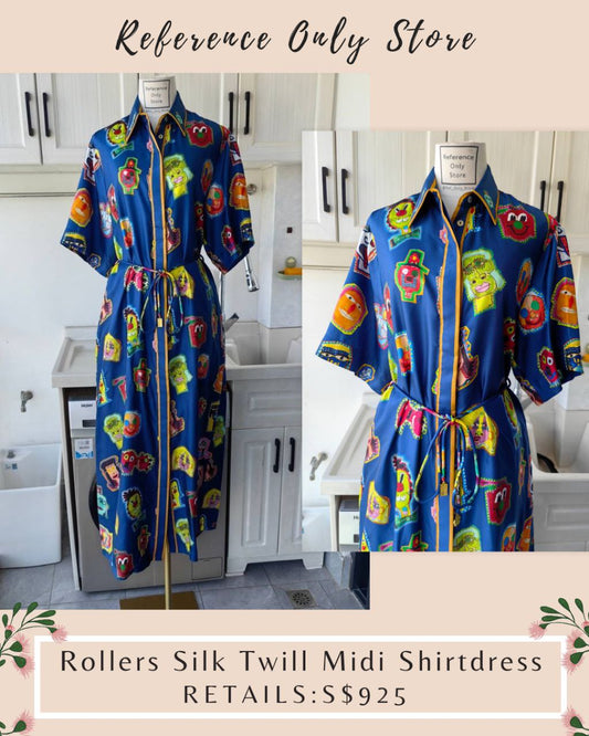 AM  Rollers Silk Twill Midi Shirt Dress