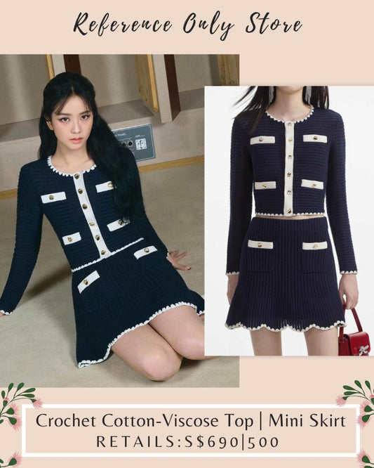 SP crochet cotton viscose top | mini skirt set