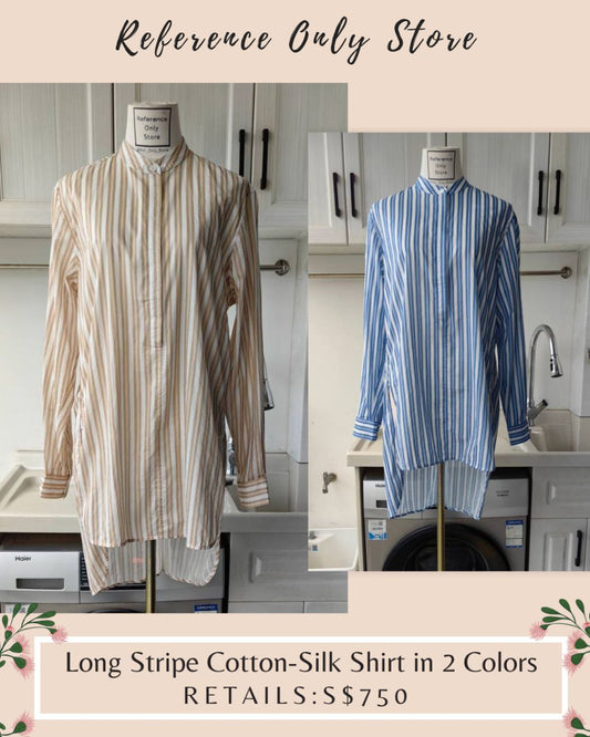 Tot Long stripe cotton silk shirt in 2 colors