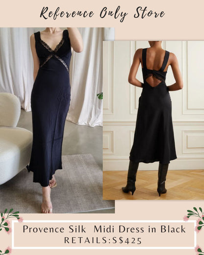 Readystock! Ref Provence Silk Black Midi dress